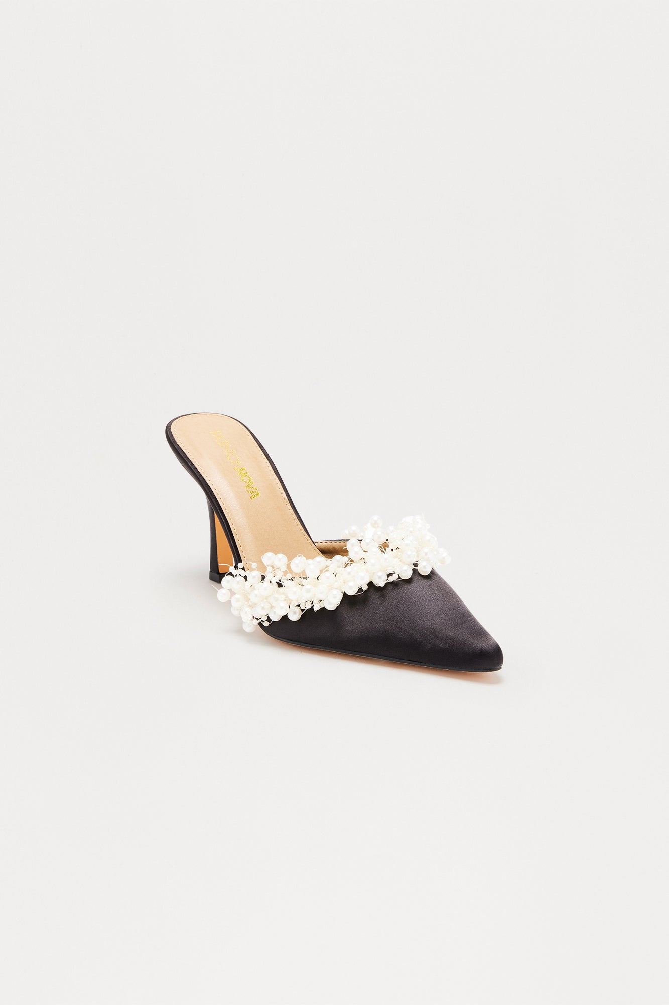 Pearl Party Satin Pumps - Black
