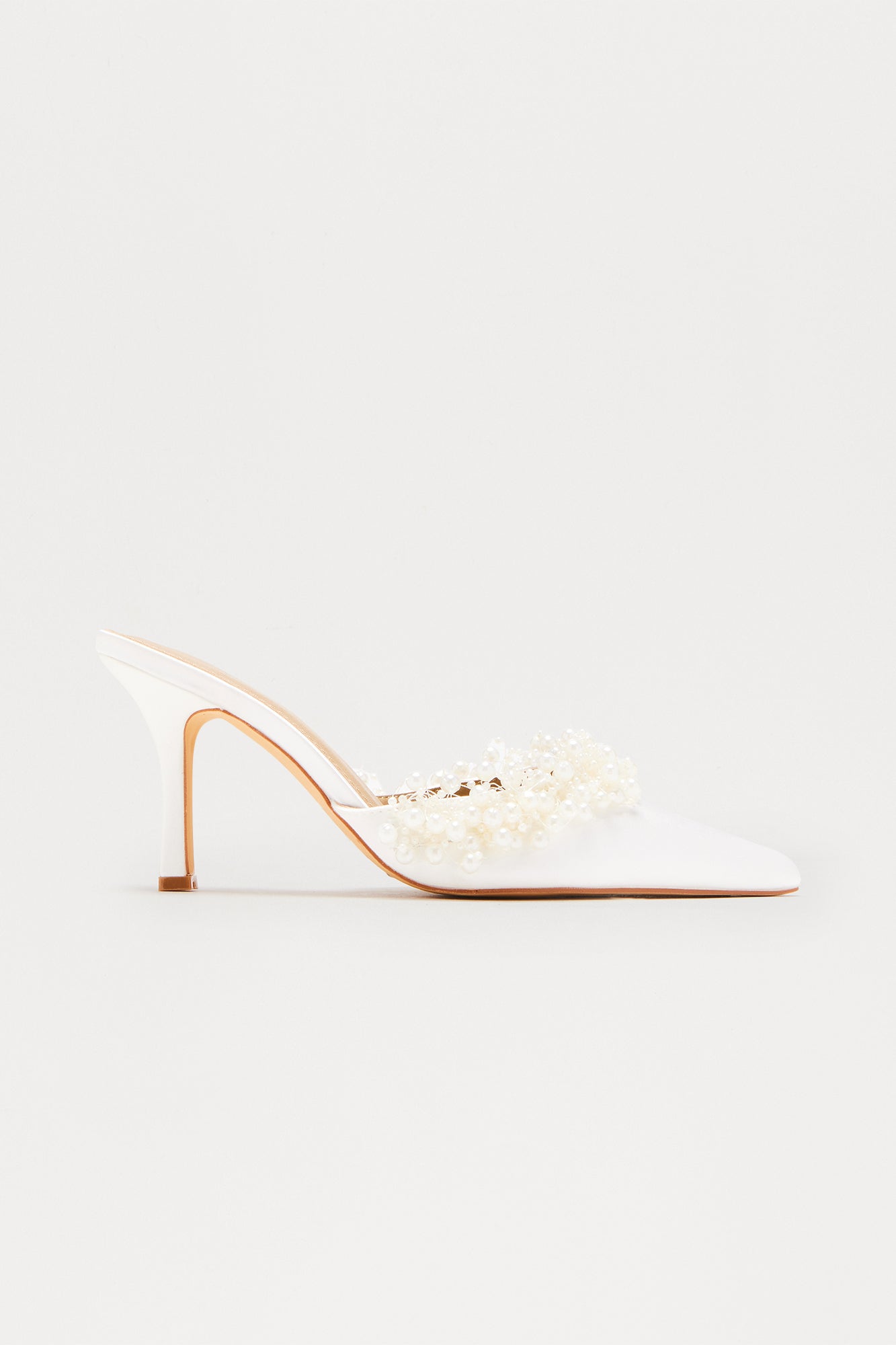 Pearl Party Satin Pumps - Cream