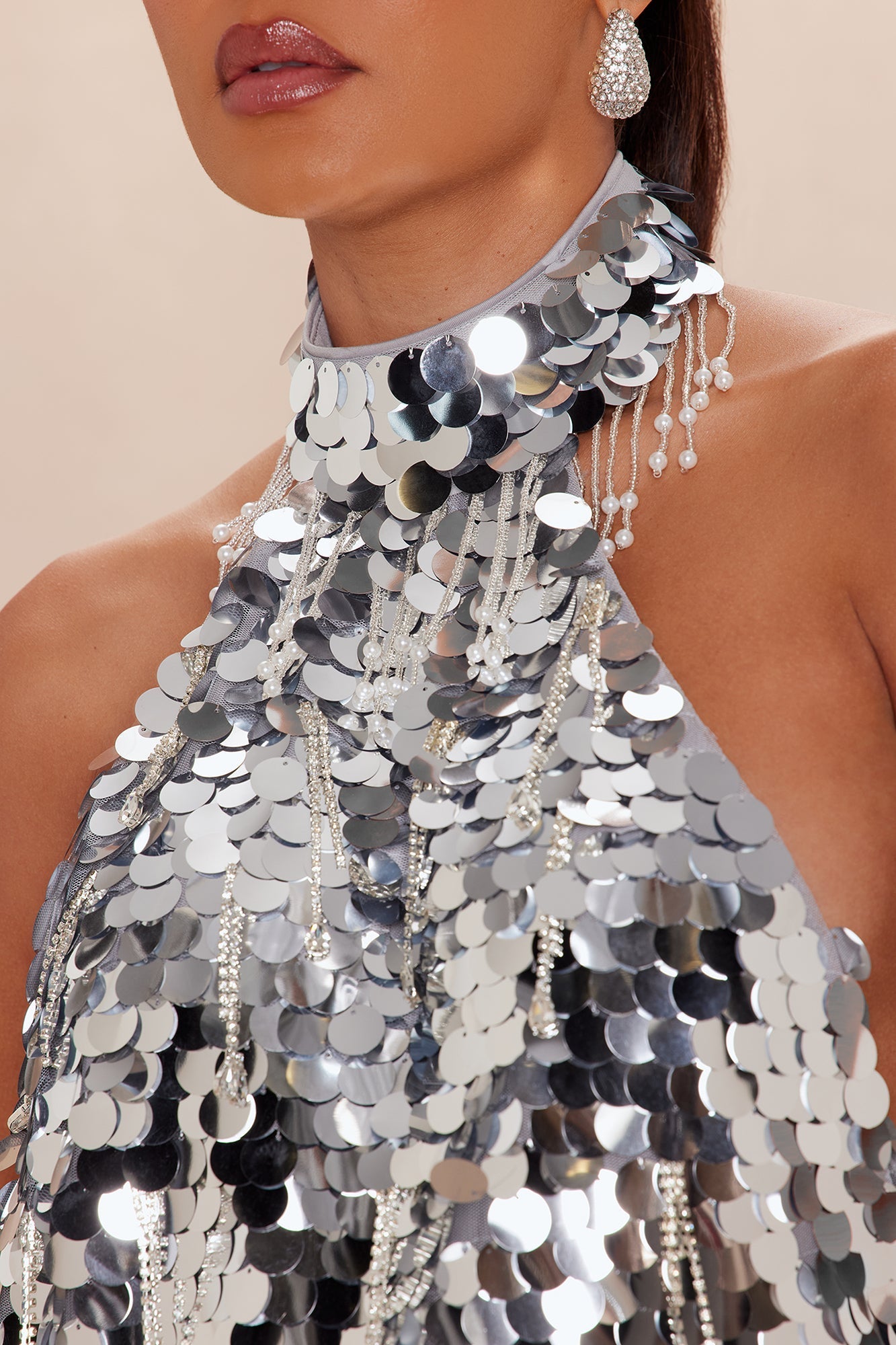 With The Stars Backless Sequin Mini Dress - Silver