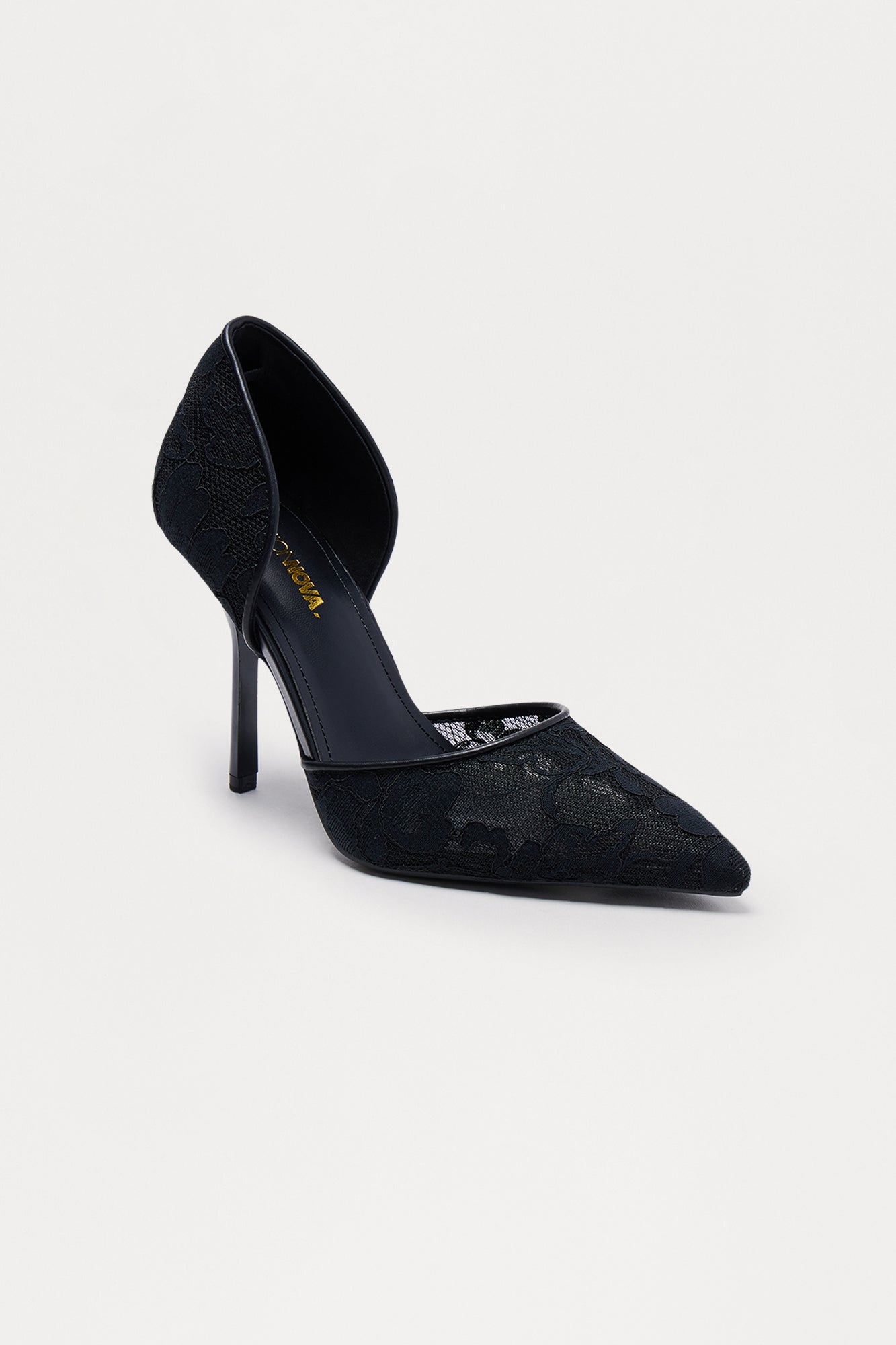 French Lace Stiletto Pumps - Black