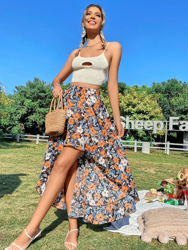 Miss Sparkling |High Low Ruffle Skirt