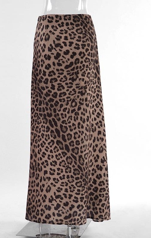 Miss Sparkling Leopard Print Maxi Skirt