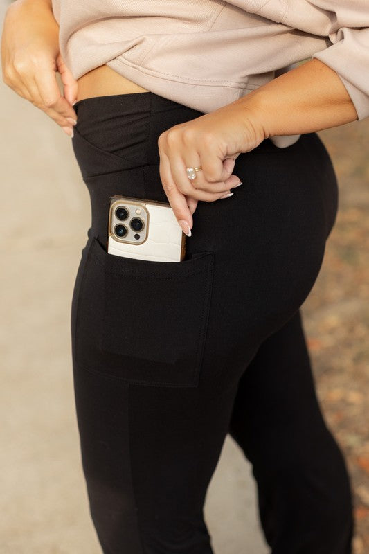 Julia Rose - The Liz - Crossover Bootcut Leggings with Pockets
