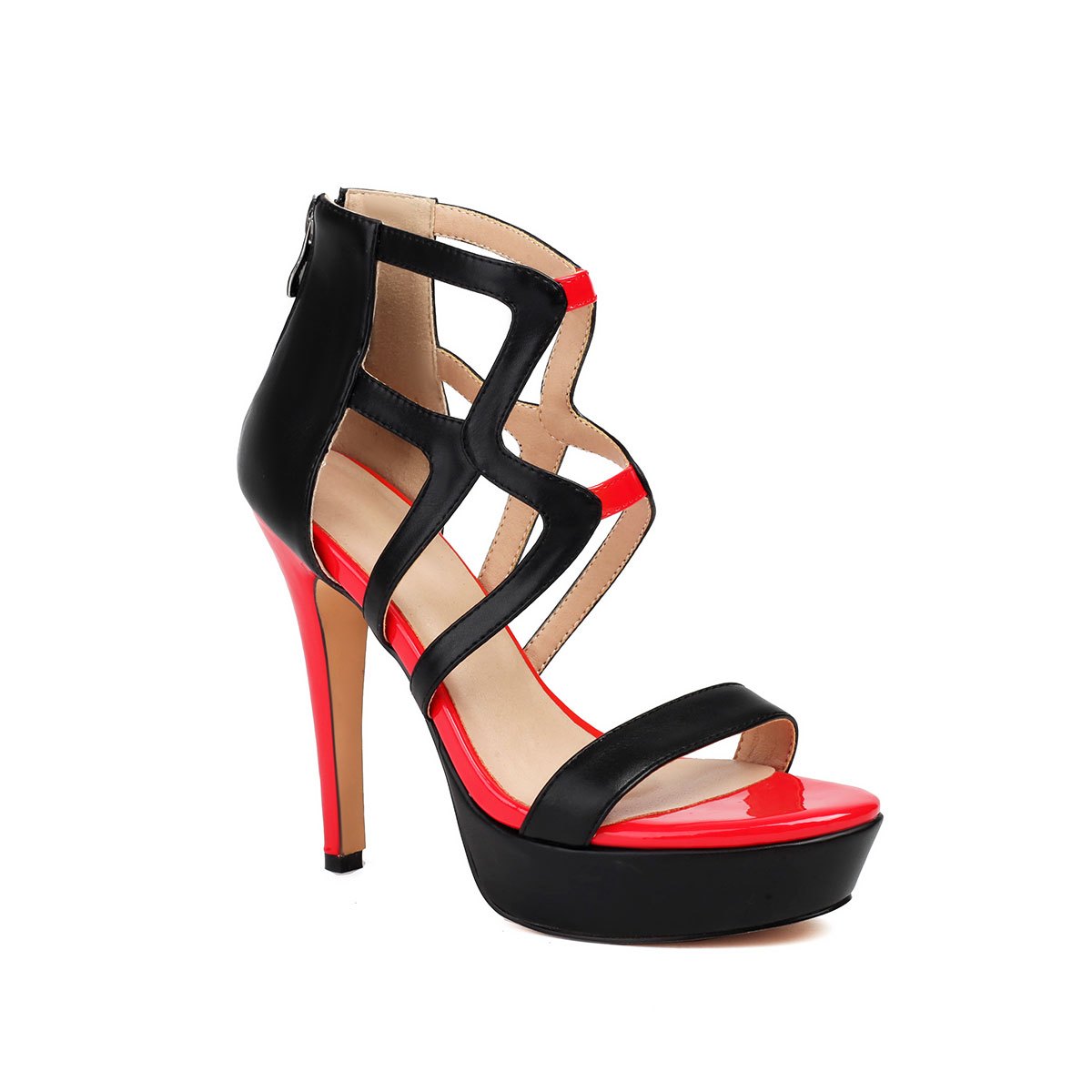 Black Red Platform Heels Bold Strappy Sandals