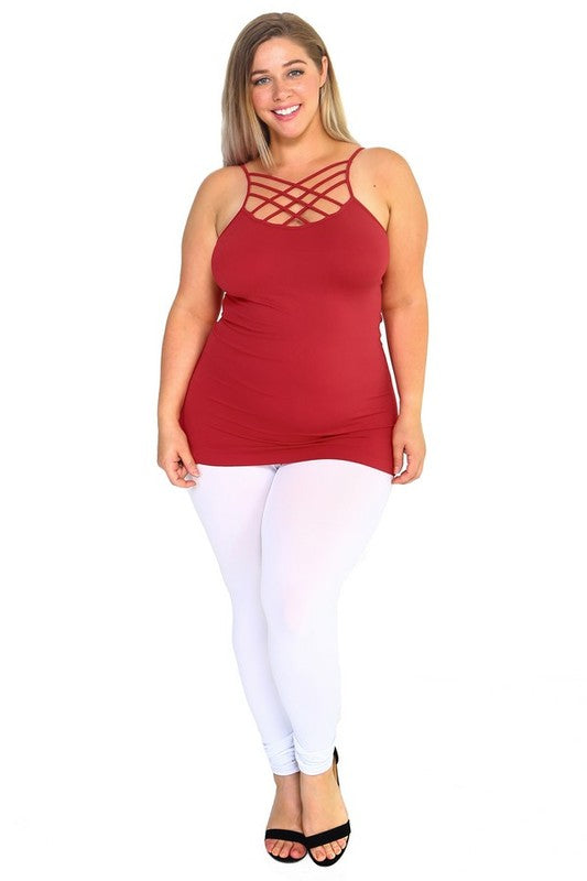 Yelete Womens Seamless Triple Criss-Cross Front Cami PLUS