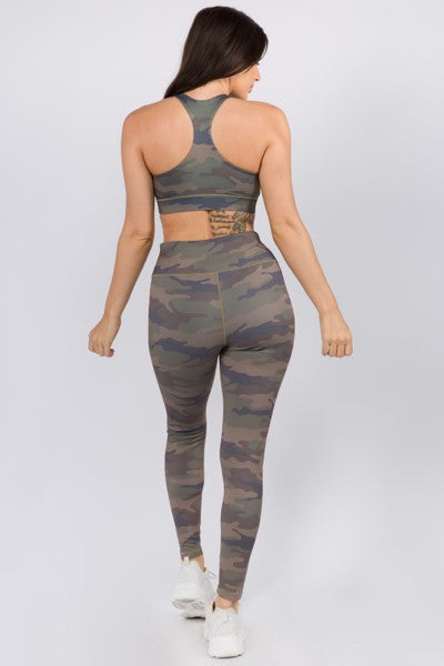 Yelete Active High Rise Camouflage Leggings with Pocket