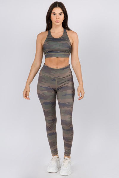 Yelete Active High Rise Camouflage Leggings with Pocket
