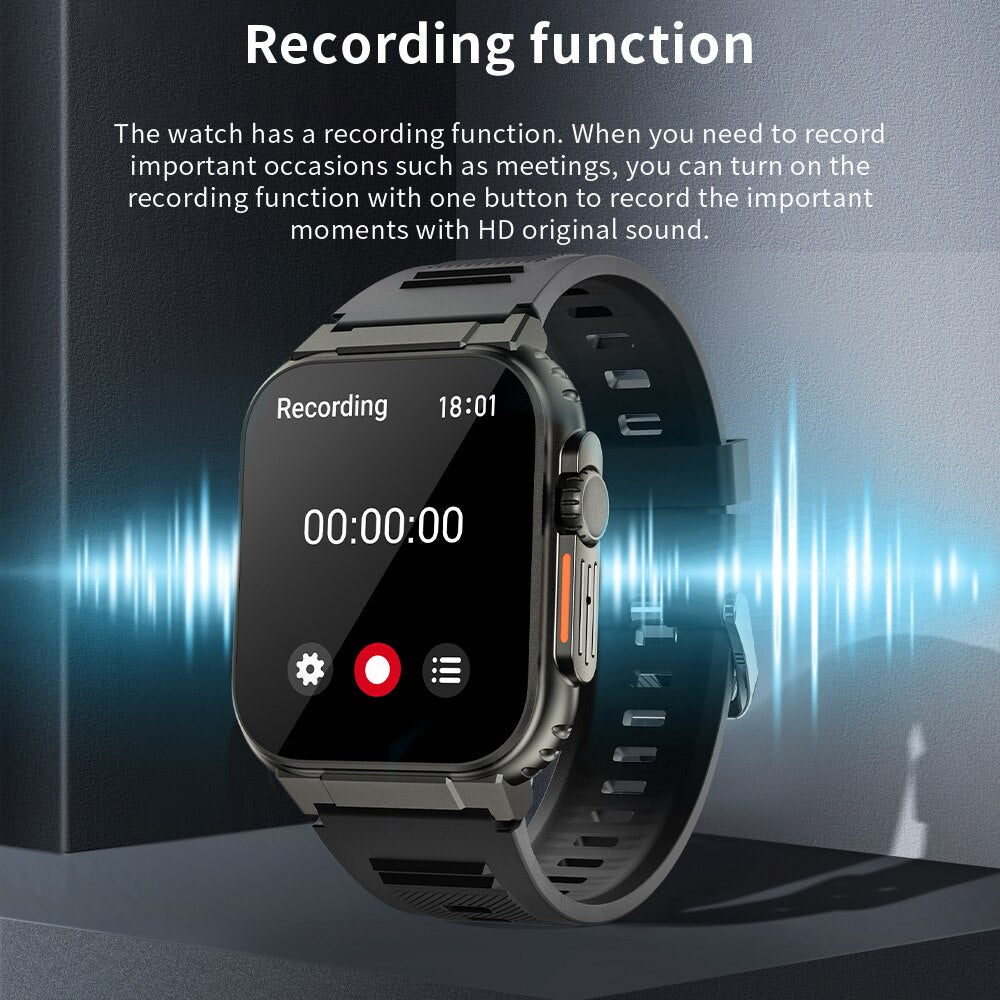 A70 Smart watch 1.96 inch BTCall 600mha SmartWatch for Men Women IP68 Waterproof HR Fitness Bracelet Sport
