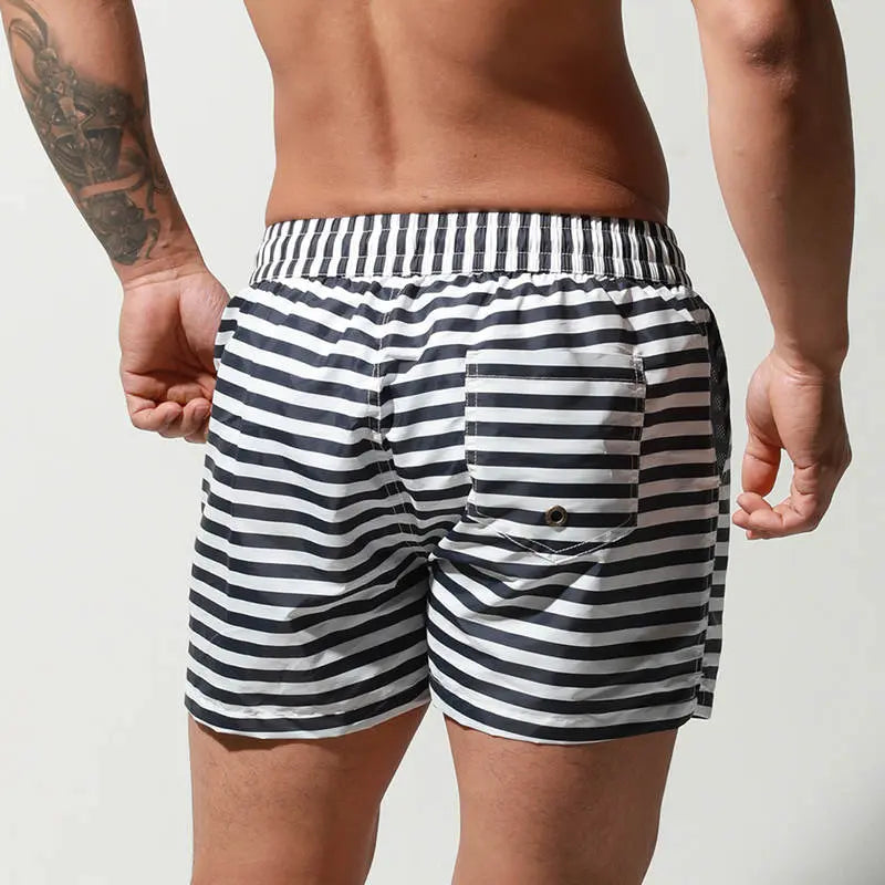B&W Stripes Swim Shorts