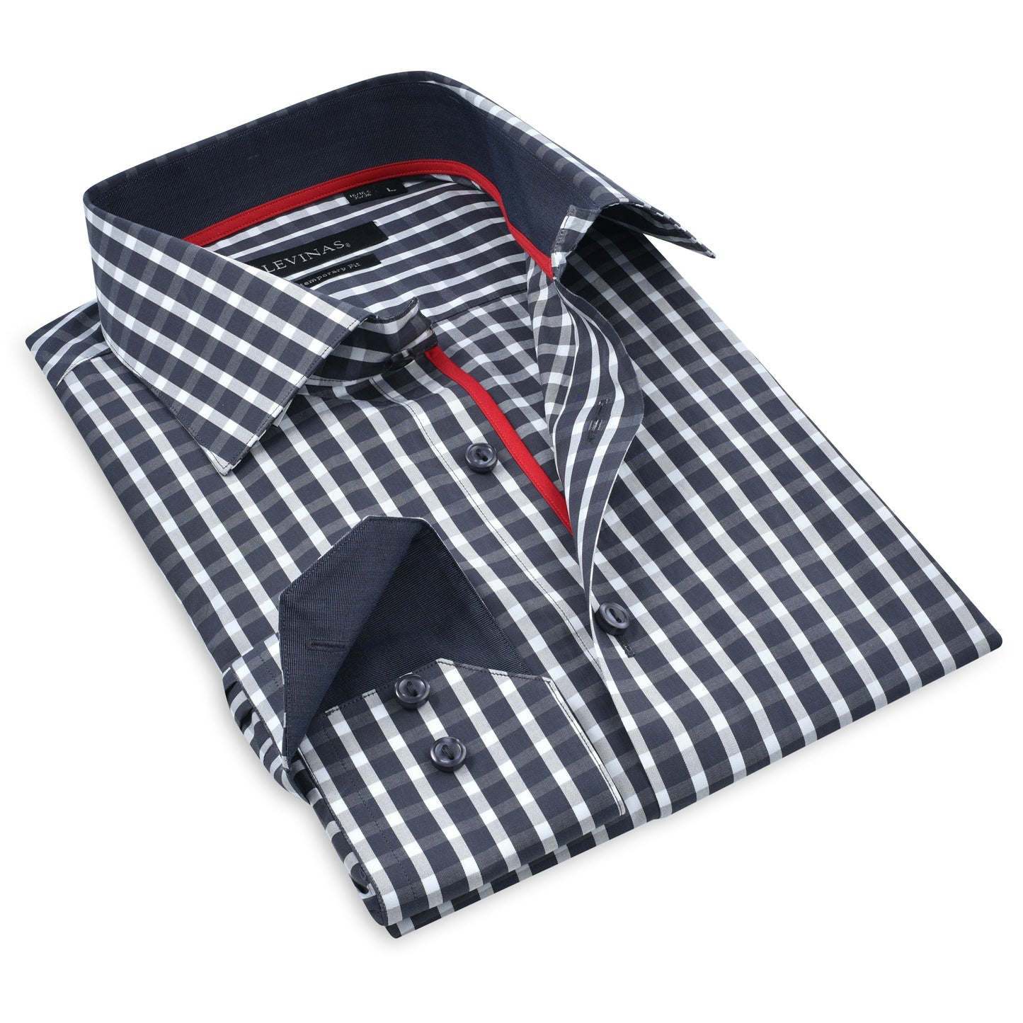 Button-Up Shirt I Charcoal - Contemporary Fit - Contrast trimming