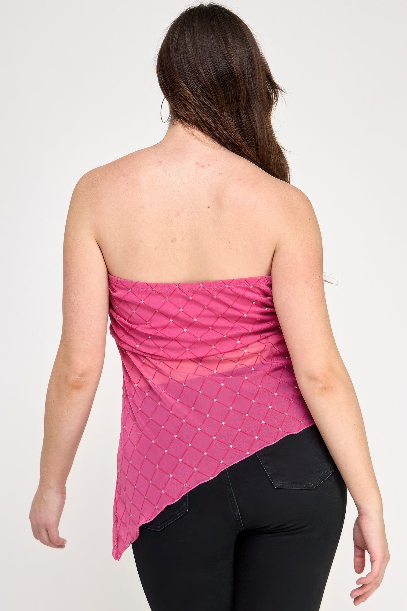 Plus Size Strapless Tube Assym Hem Top