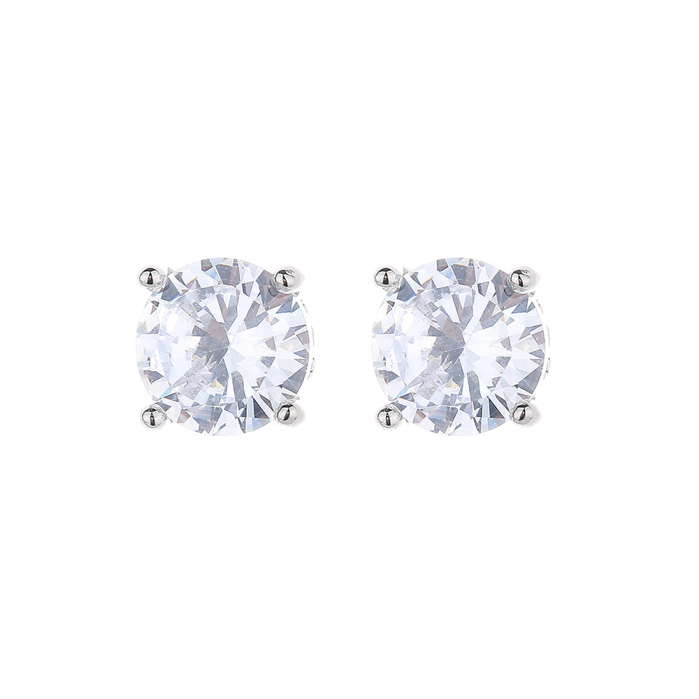 Amy and Annette 14K Gold and Sterling Silver Swarovski Crystal Crown Stud Earrings