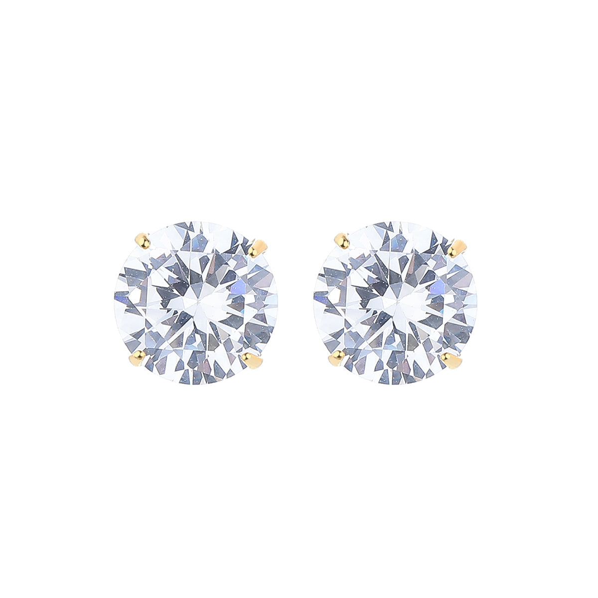 14K Gold Over Sterling Silver and Sterling Silver Genuine Crystal Round Stud Earring