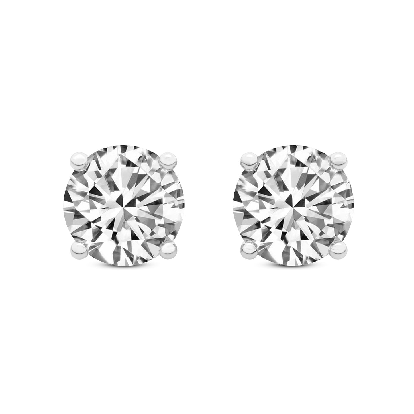 14K Gold Over Sterling Silver and Sterling Silver Genuine Crystal Round Stud Earring