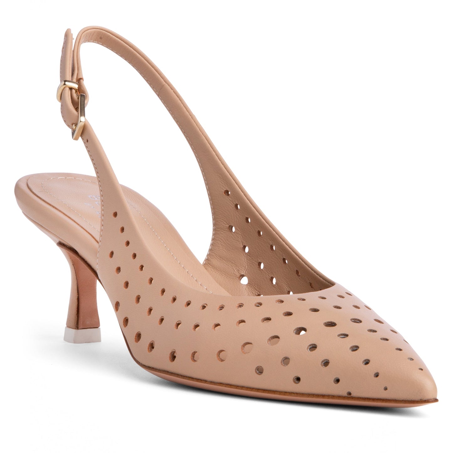 Flynn Kitten Heel Leather Slingback