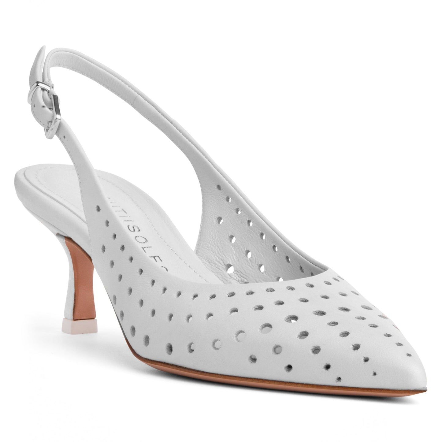 Flynn Kitten Heel Leather Slingback
