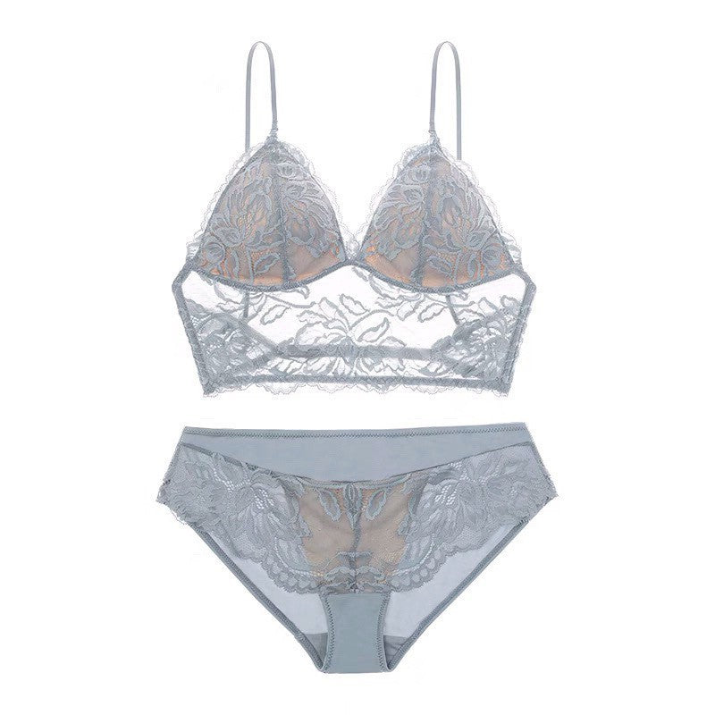 French Style Non-Wired Lace Bra Set with Triangle Cup and Backless Design For Women, SoHo, BYMANYC New York.