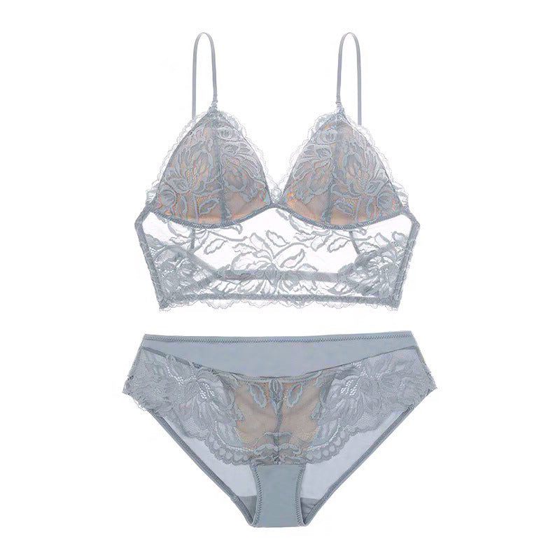 French Style Non-Wired Lace Bra Set with Triangle Cup and Backless Design For Women, SoHo, BYMANYC New York.