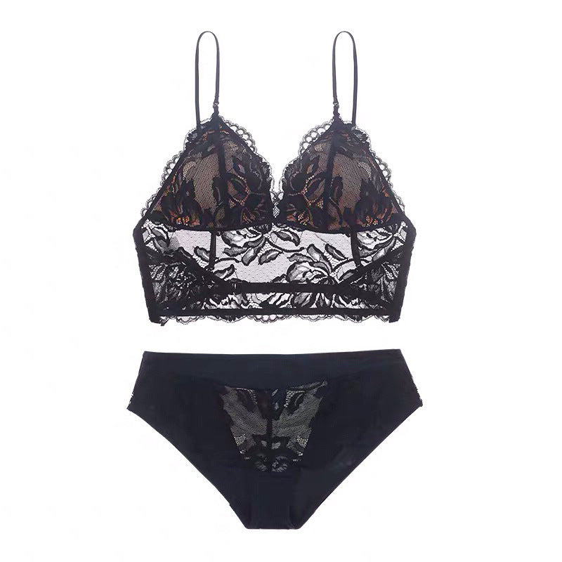 French Style Non-Wired Lace Bra Set with Triangle Cup and Backless Design For Women, SoHo, BYMANYC New York.