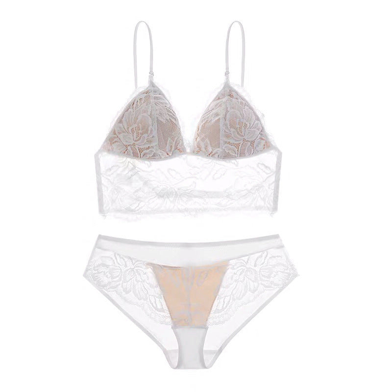French Style Non-Wired Lace Bra Set with Triangle Cup and Backless Design For Women, SoHo, BYMANYC New York.