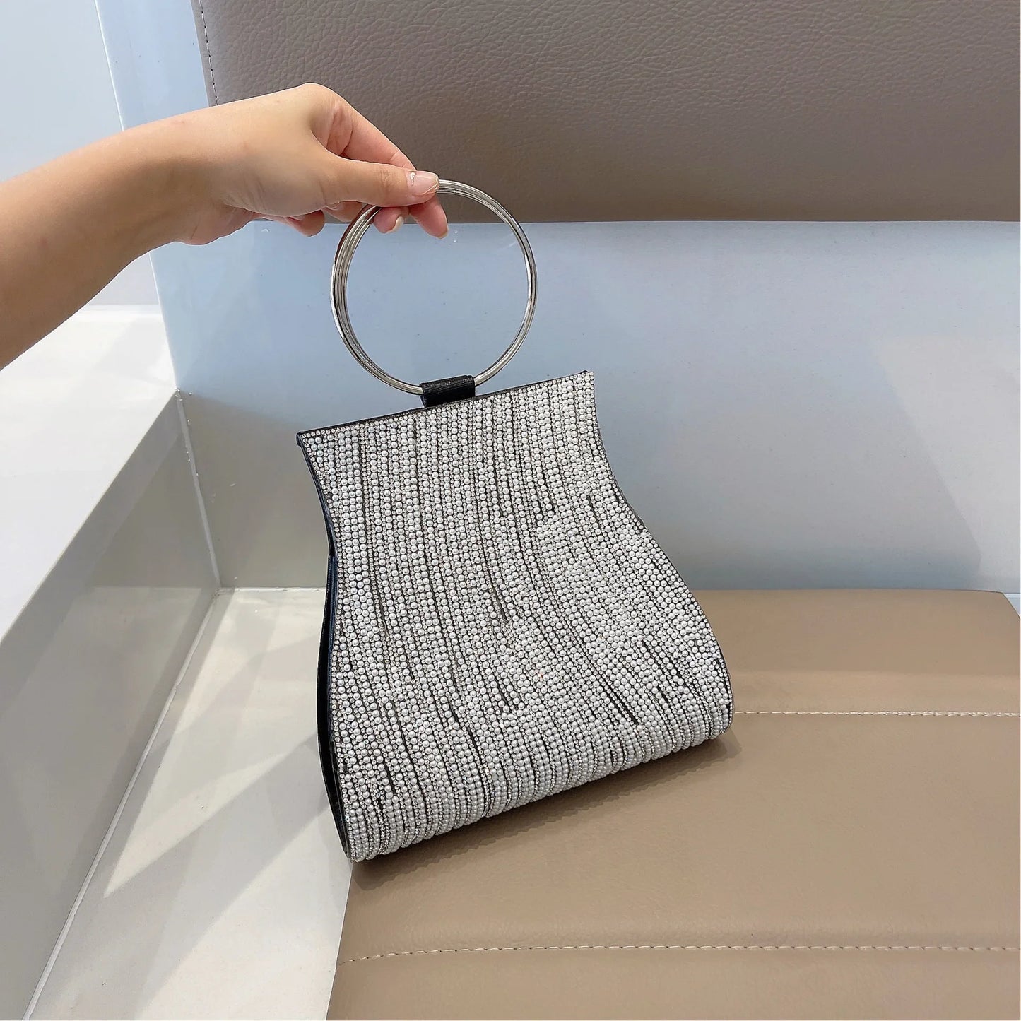 Woman Evening Clutch, Purse Circular Handle Luxury Ladies Handbags