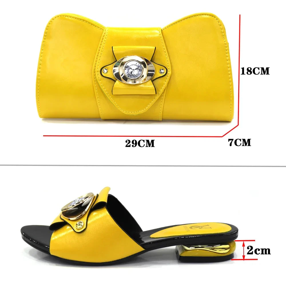 Latest Italian Design Casual Ladies Slippers & Matching Bag Set – Crystal Chic