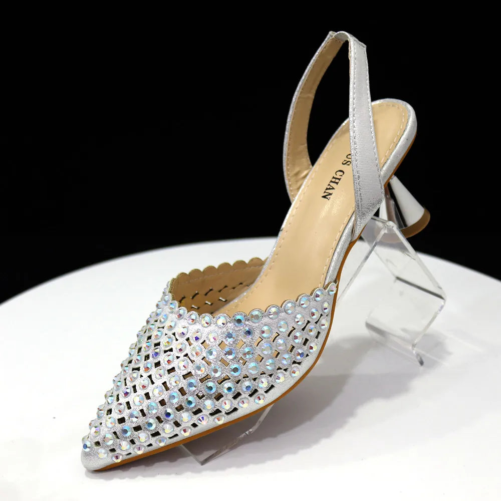 Diamond Design Women’s Shoe & Matching Bag Set – Crystal Elegance