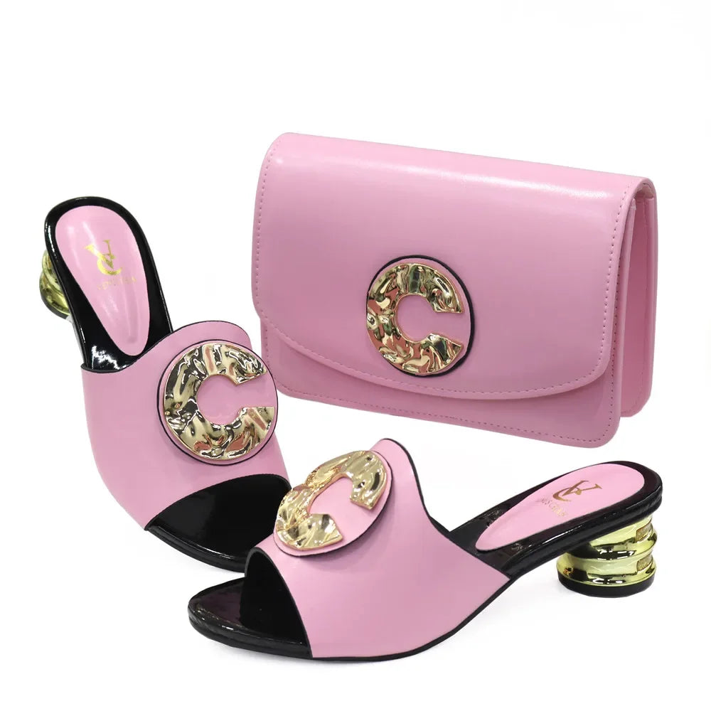 Latest Italian Design Casual Ladies Slippers & Matching Bag Set – Crystal Chic
