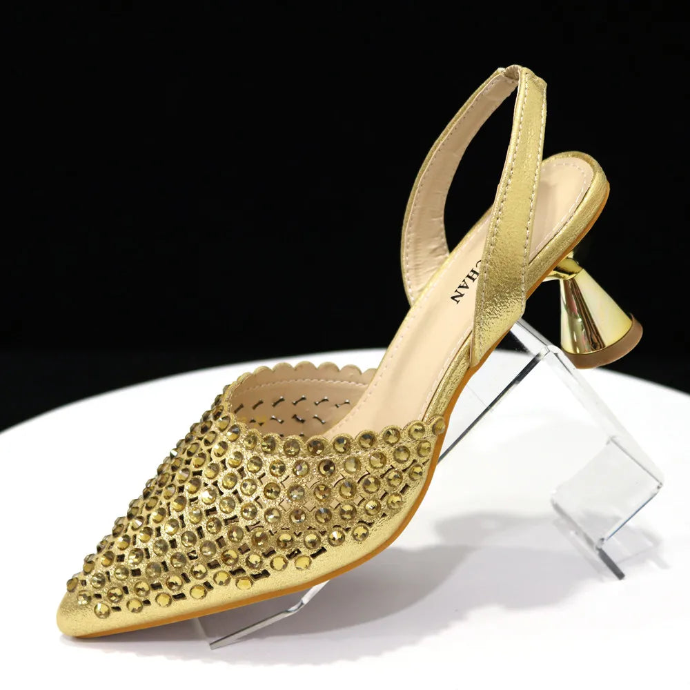 Diamond Design Women’s Shoe & Matching Bag Set – Crystal Elegance