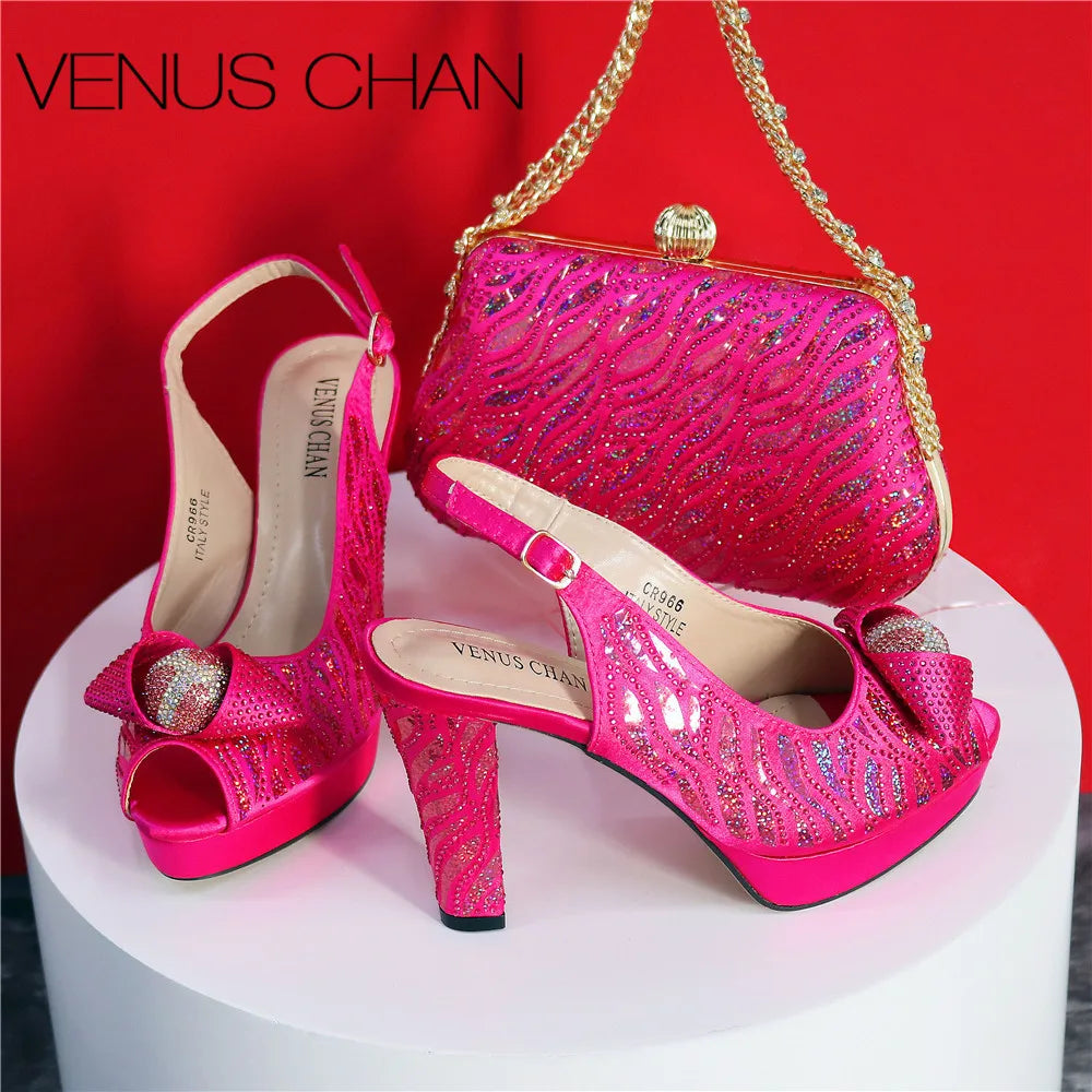 New Fashionable Ladies Shoes & Matching Bag Set – Bling Elegance
