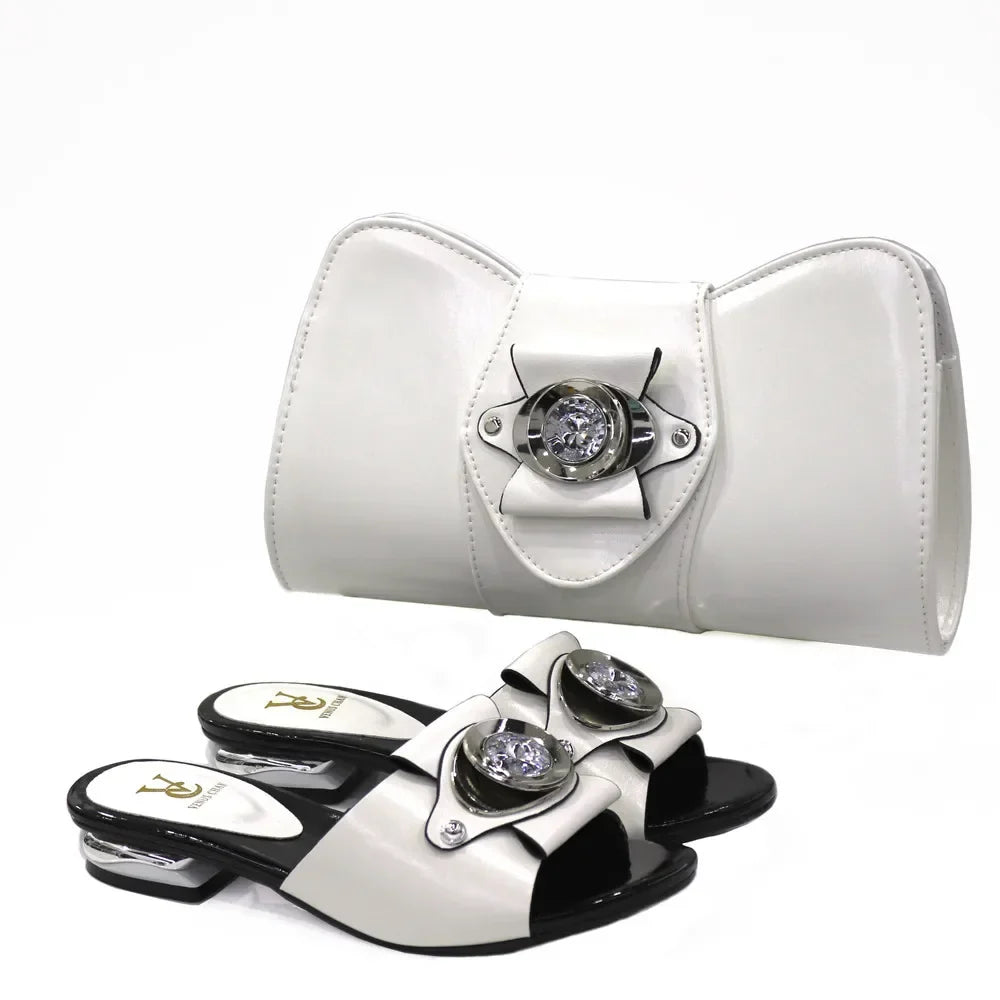 Latest Italian Design Casual Ladies Slippers & Matching Bag Set – Crystal Chic