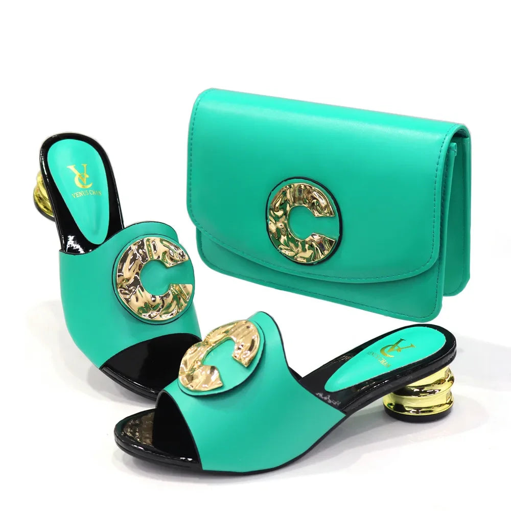 Latest Italian Design Casual Ladies Slippers & Matching Bag Set – Crystal Chic