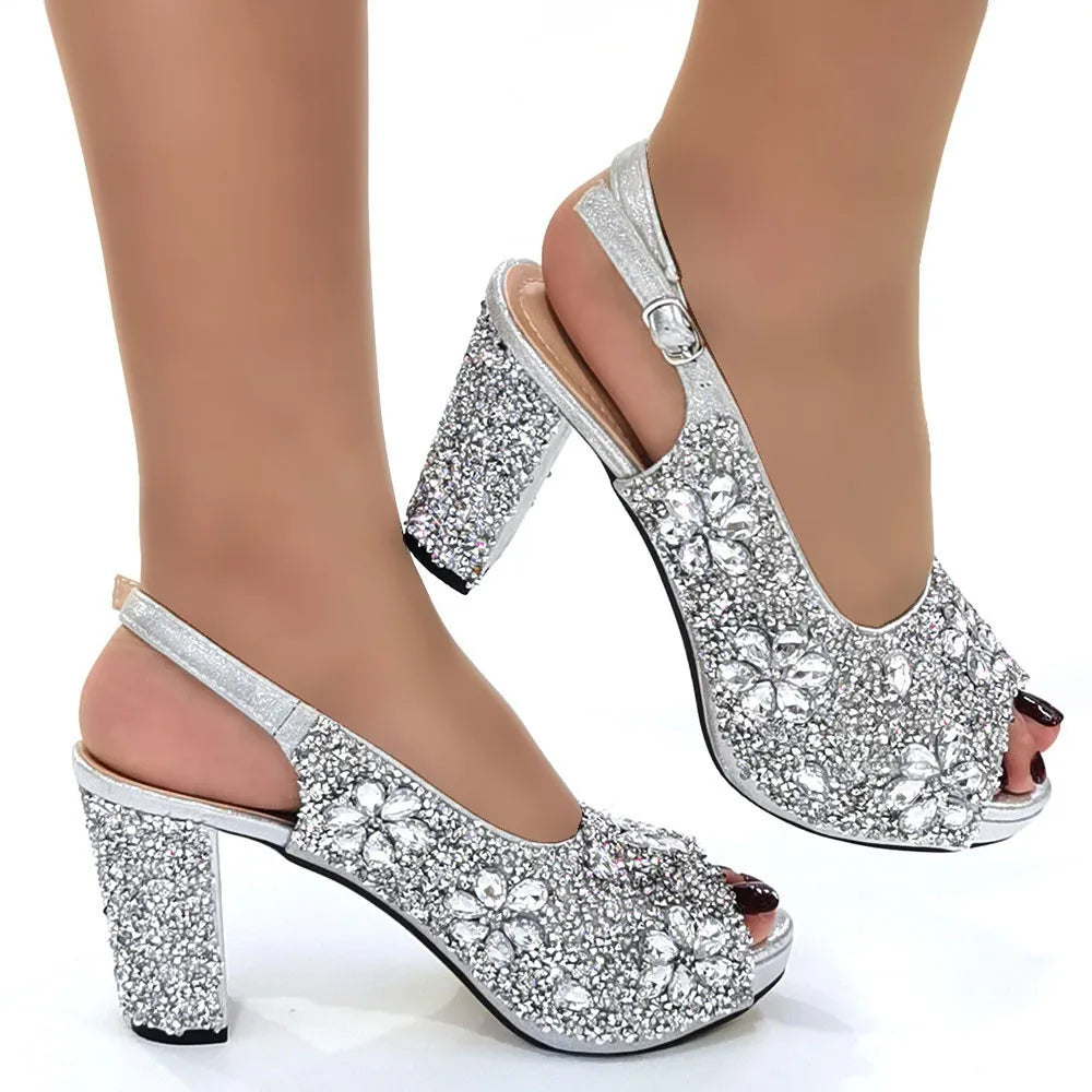 Elegant Crystal-Embellished Slingback Heels for Women