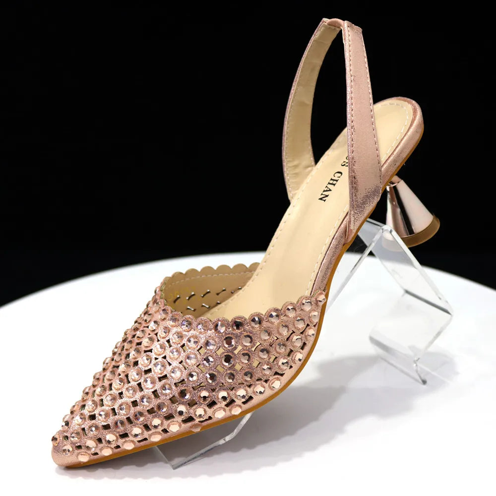 Diamond Design Women’s Shoe & Matching Bag Set – Crystal Elegance