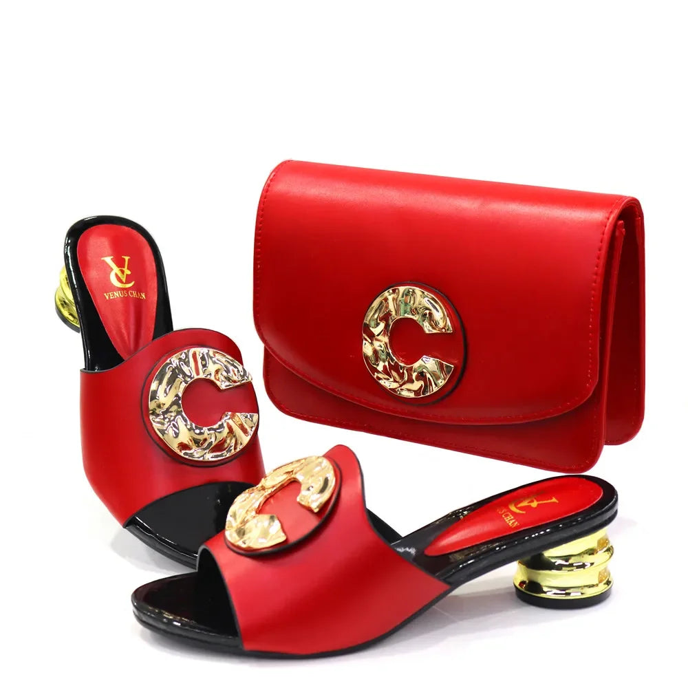 Latest Italian Design Casual Ladies Slippers & Matching Bag Set – Crystal Chic