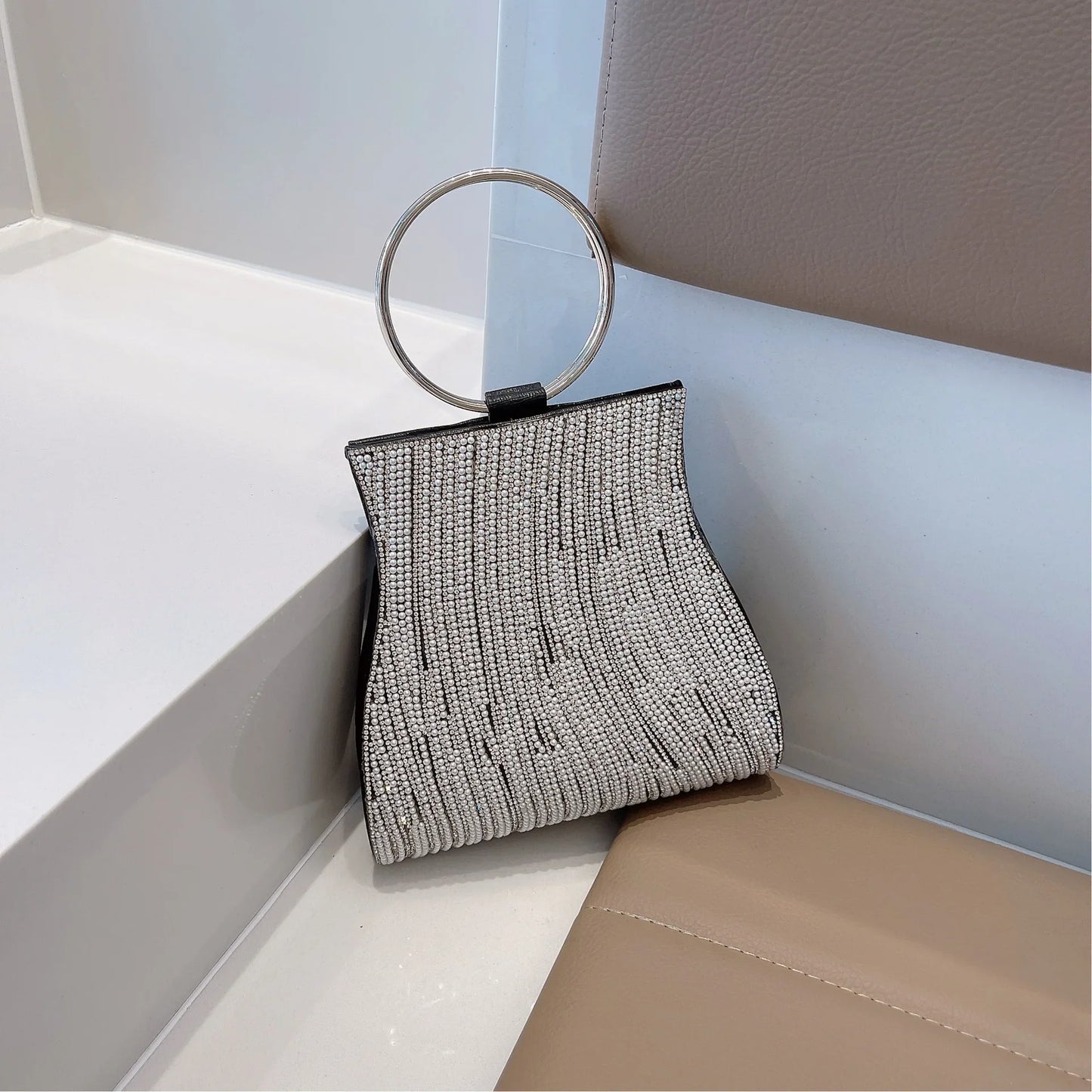 Woman Evening Clutch, Purse Circular Handle Luxury Ladies Handbags