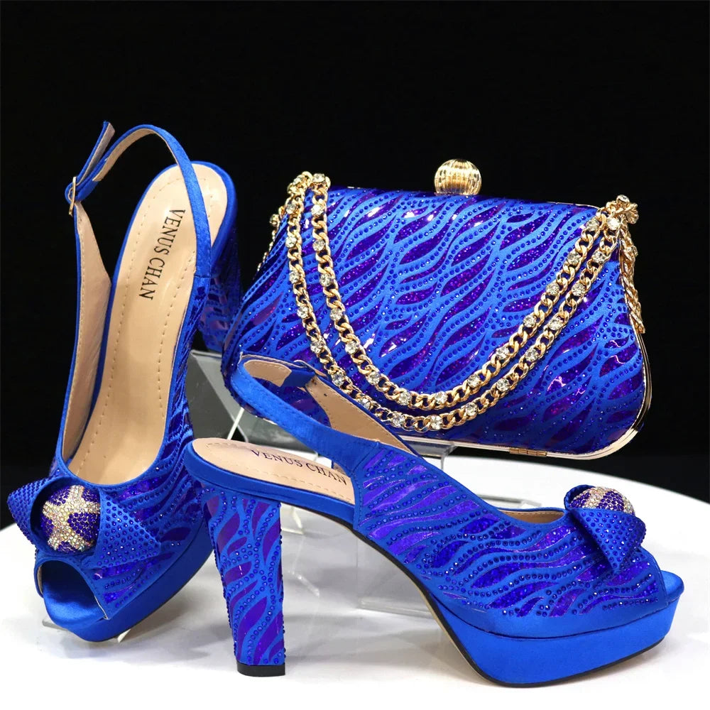 Peep Toe Women’s Shoes with Matching Bag Set – Sparkle in Style
