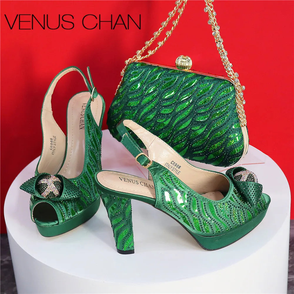 New Fashionable Ladies Shoes & Matching Bag Set – Bling Elegance