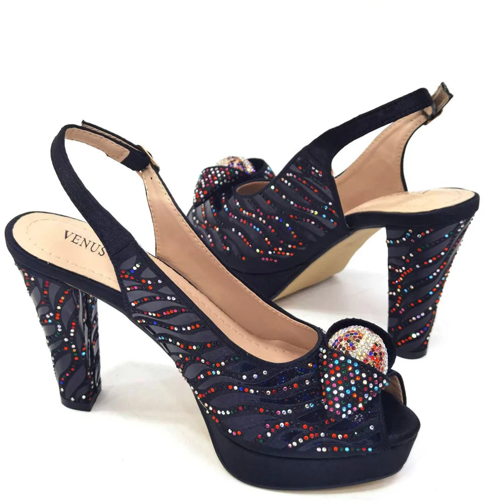 New Fashionable Ladies Shoes & Matching Bag Set – Bling Elegance