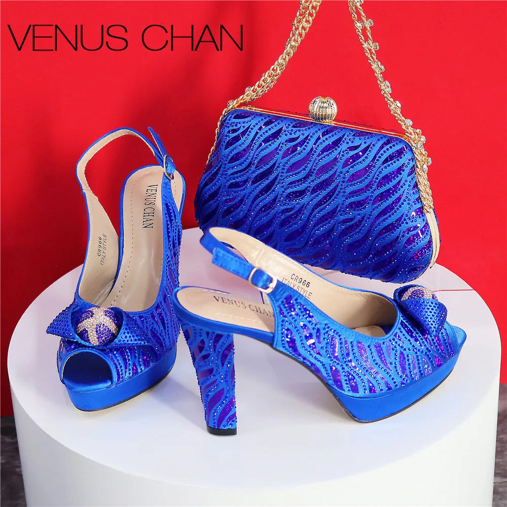 New Fashionable Ladies Shoes & Matching Bag Set – Bling Elegance