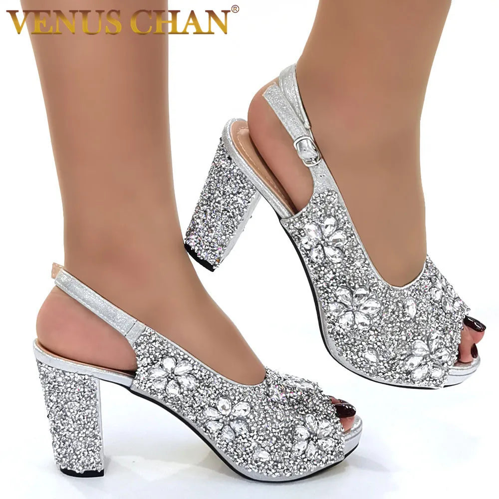 Elegant Crystal-Embellished Slingback Heels for Women