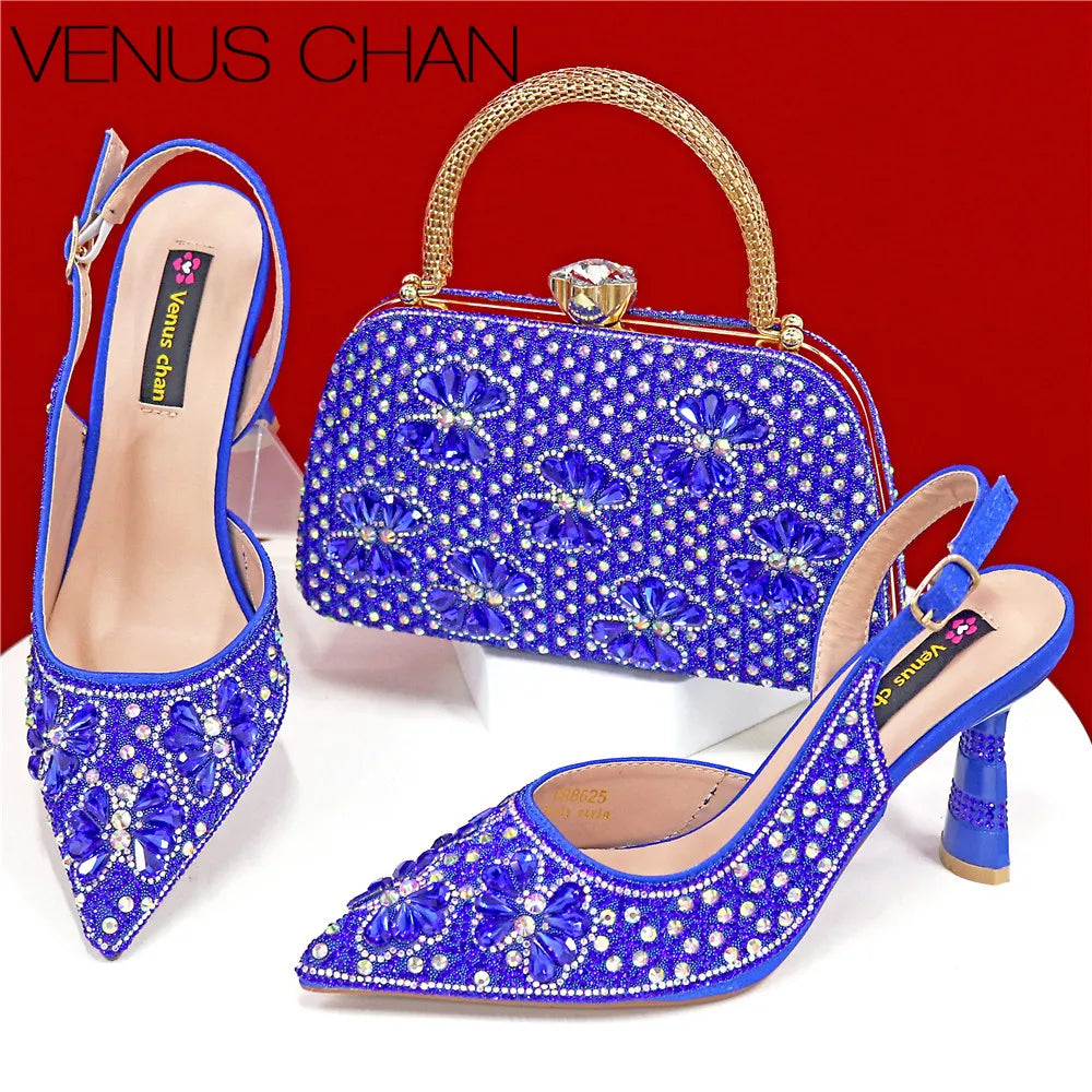 Luxury Handmade Flower Slingback Heels & Matching Clutch Set for Women
