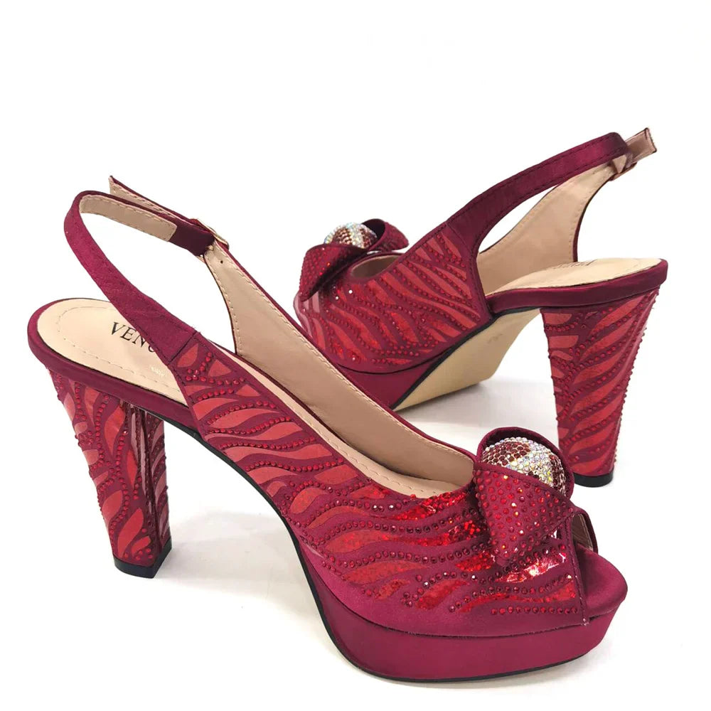 Peep Toe Women’s Shoes with Matching Bag Set – Sparkle in Style