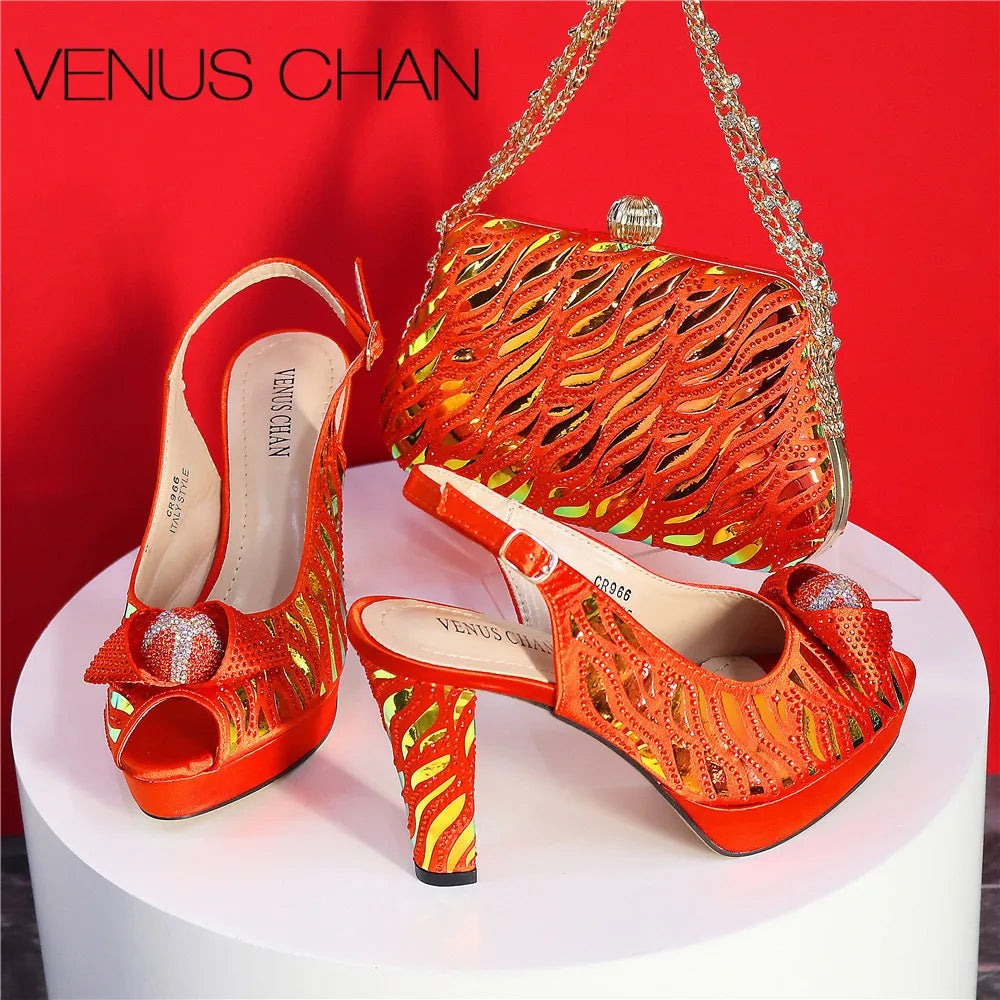 New Fashionable Ladies Shoes & Matching Bag Set – Bling Elegance