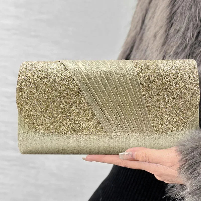 Crystal Evening Clutch Bag - Sequin Shoulder Purse