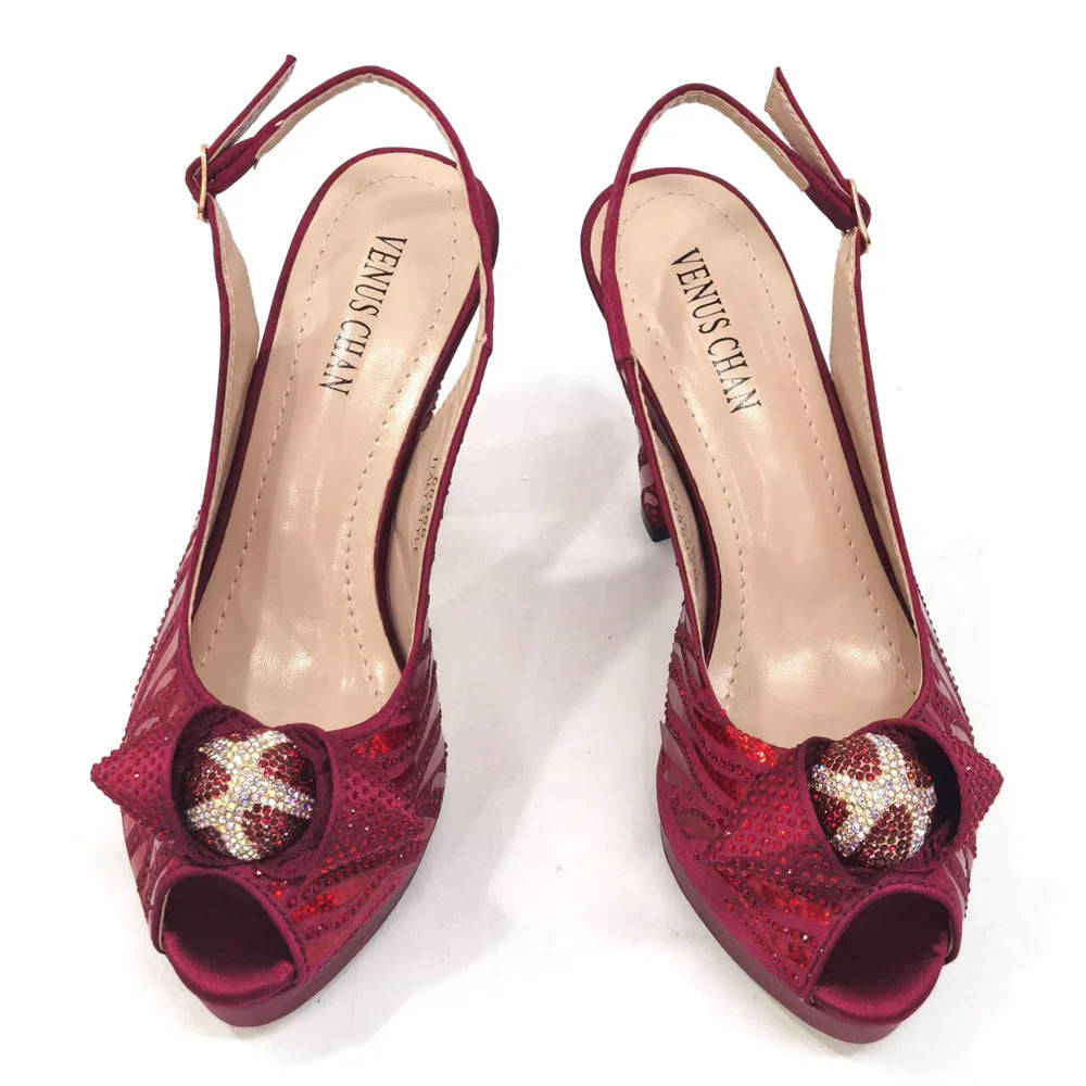 Peep Toe Women’s Shoes with Matching Bag Set – Sparkle in Style