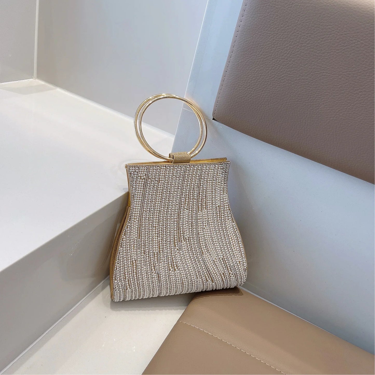 Woman Evening Clutch, Purse Circular Handle Luxury Ladies Handbags