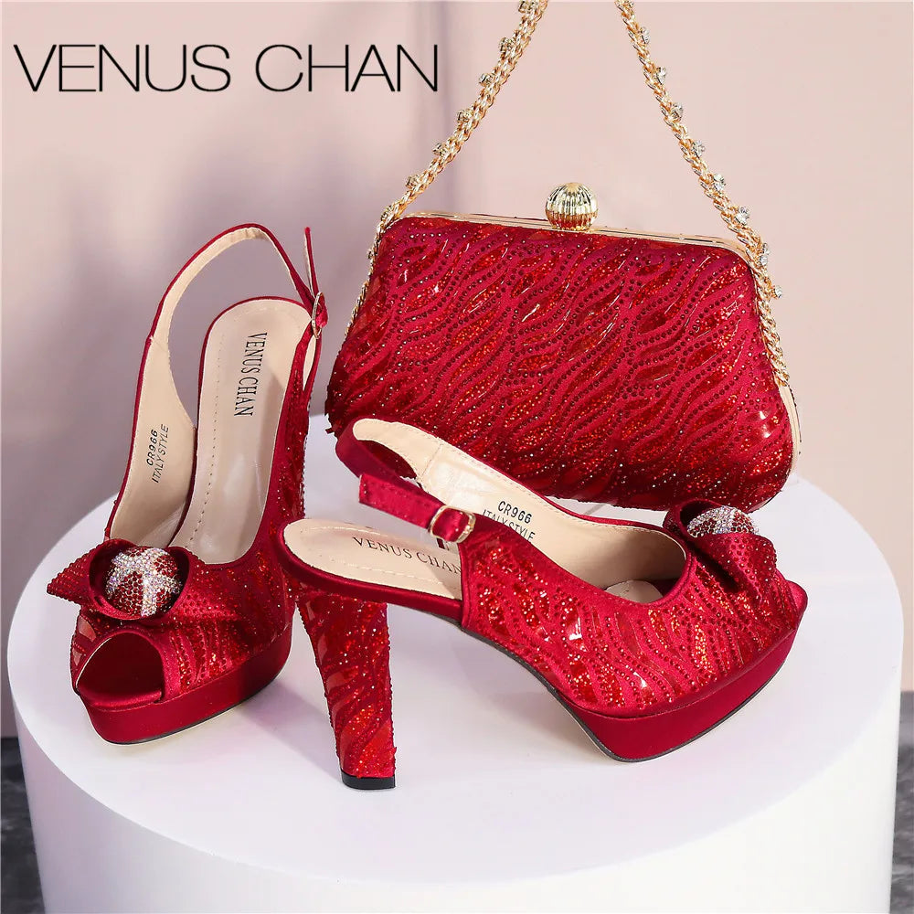 New Fashionable Ladies Shoes & Matching Bag Set – Bling Elegance