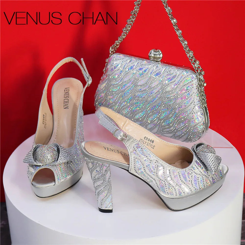 New Fashionable Ladies Shoes & Matching Bag Set – Bling Elegance