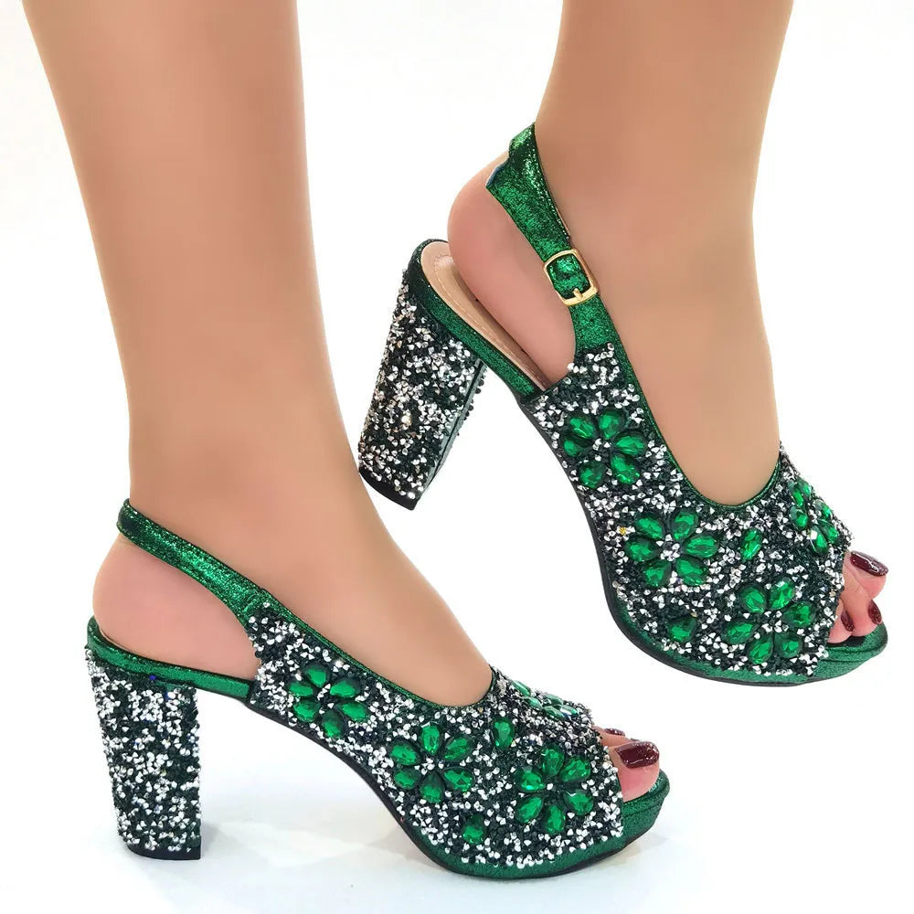 Elegant Crystal-Embellished Slingback Heels for Women